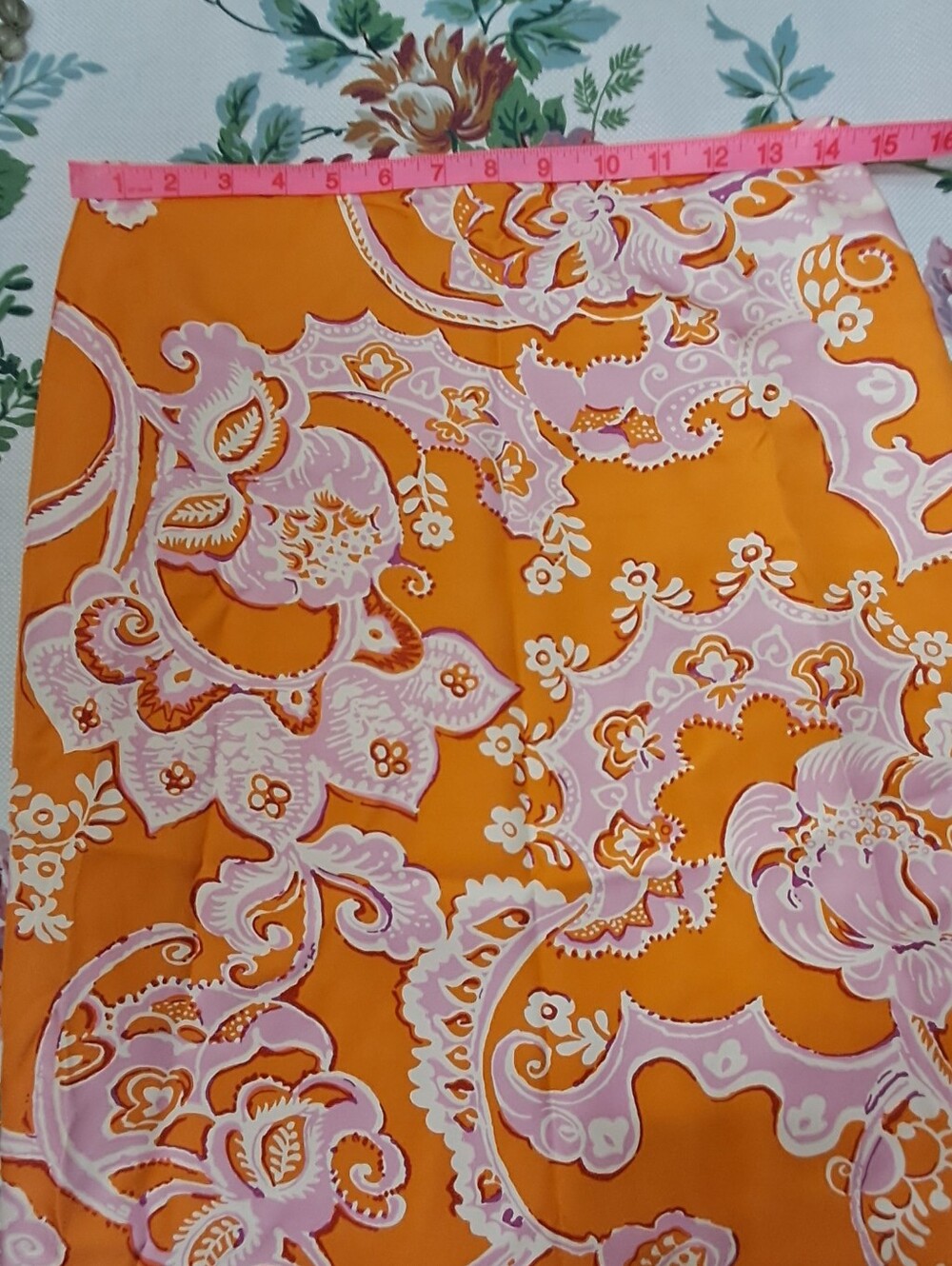 Ann Taylor 100% Silk Sz. 6 Orange and Pink Skirt - Picture 9 of 14